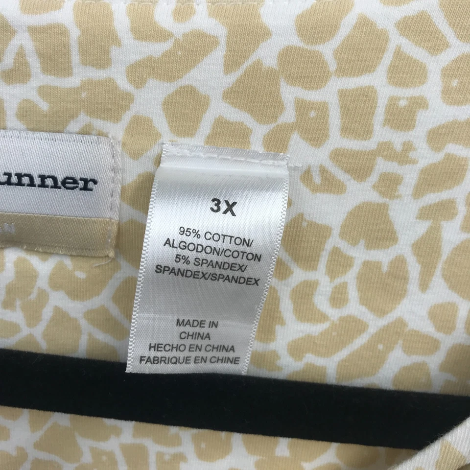 Blusa Alfred Dunner Top Mujer 3X Marrón Cuentas Manga Corta Camiseta Informal Elastizada Foto 3 de 4