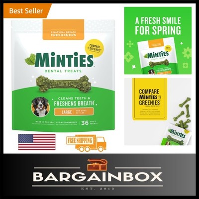 Large Dog Dental Bones, 36 Count Mint Chews - Fights Bad Breath & Removes Plaque