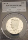 1994 s proof silver kennedy half dollar pcgs graded pr69dcam