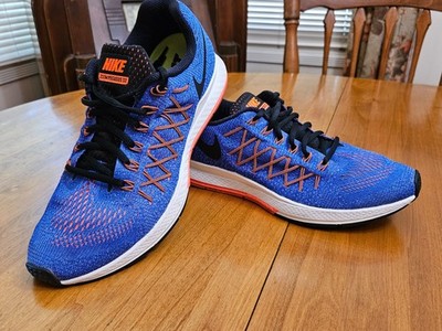 Nike Air Zoom Pegasus 32 Athletic Sneakers W 10.5 Blue/Orange Lace Up Low Shoes