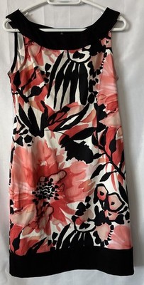 CONNECTED APPAREL Sheath Dress Sleeveless Floral Black Coral Stretch Women's  10