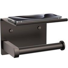Holder with Shelf, Adhesive or Screw Wall Mount Tissue Roll Holder, Rustproof...