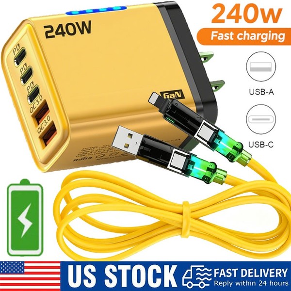 240W Supe Fast Charging USB Type C Wall Charger For Samsung iPhone Android Phone