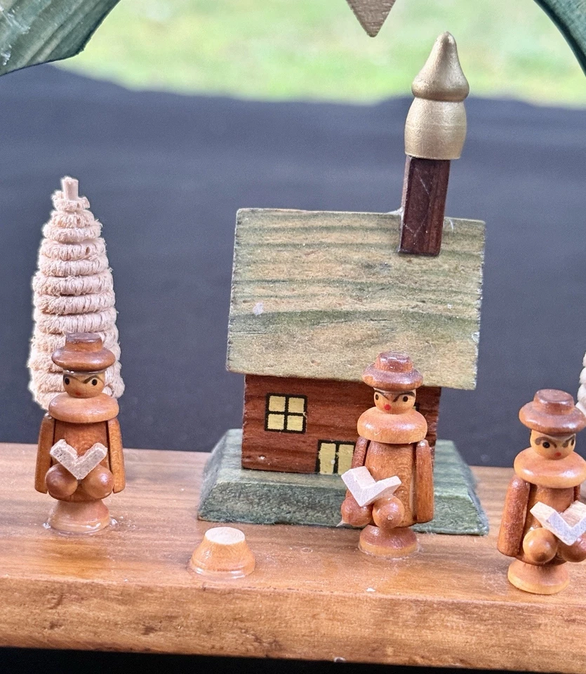 Arco de velas alemán Erzgebirge Schwibbogen casas árboles villancicos 10" x 5,25" LEER Foto 4 de 4