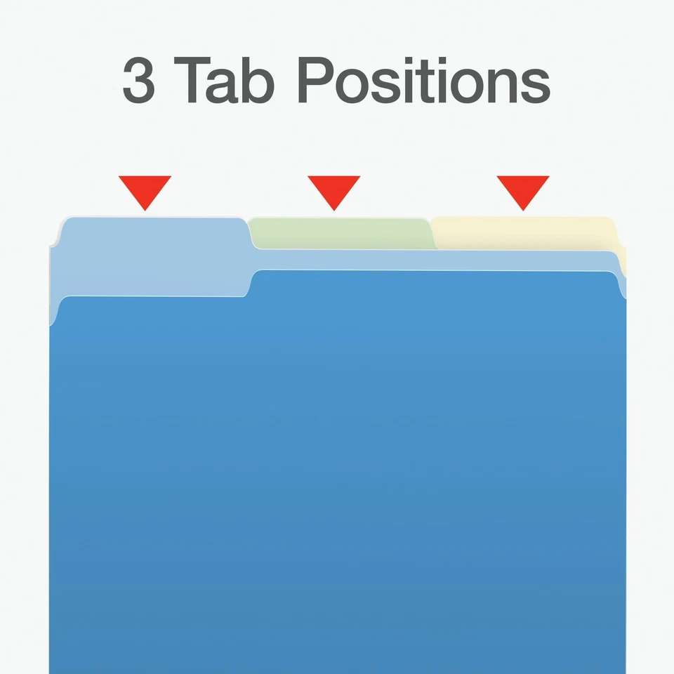 File Folders, Two-Tone Assorted Colors, Letter Size, 1/3 Cut Tabs, Office Org... - Image 4 of 4