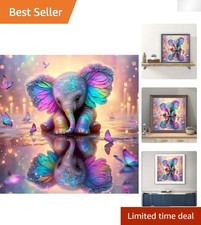 5D Diamond Painting Kit - Elephant  Butterfly Design for Stylish Home Decor