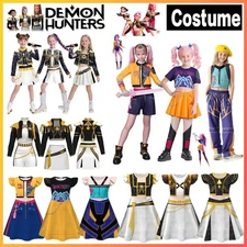 Kids Girls K-Pop Demon Hunters Costume Wig Rumi Mira Zoey Cosplay Fancy Dress Up