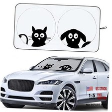 Car Windshield Sunshade, Cute Dog  Cat Front Windshield Sun Shade - Medium 