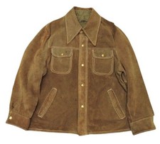 Sears 70s Vintage Suede Leather Jacket Brown Size M Used with Wear