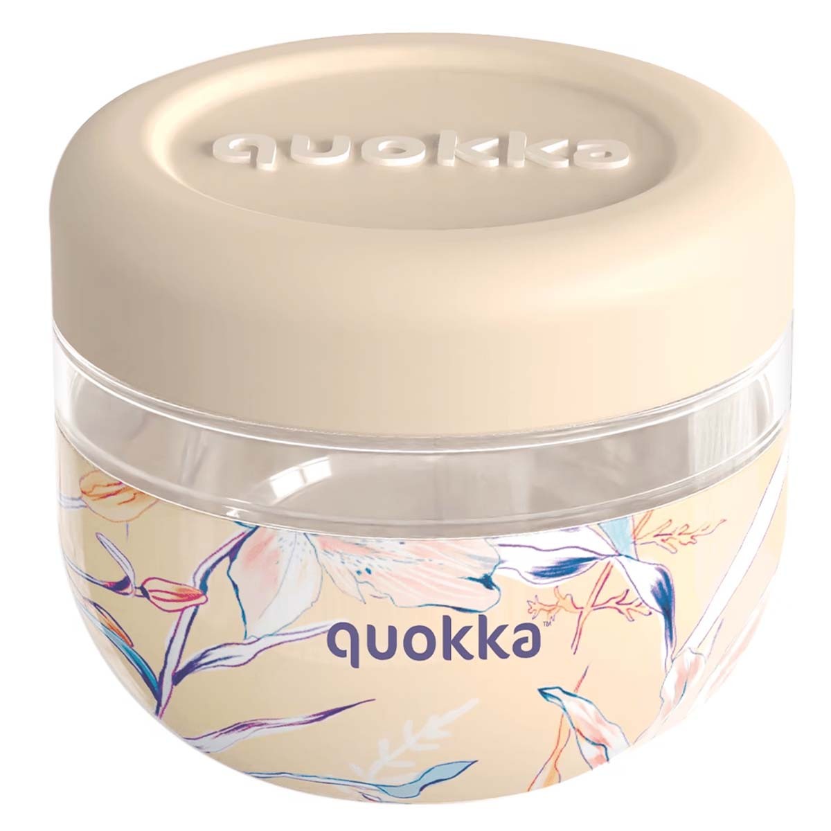 Boîte alimentaire Quokka Vintage 500ml beige à motif fleurs avec couvercle hermétique