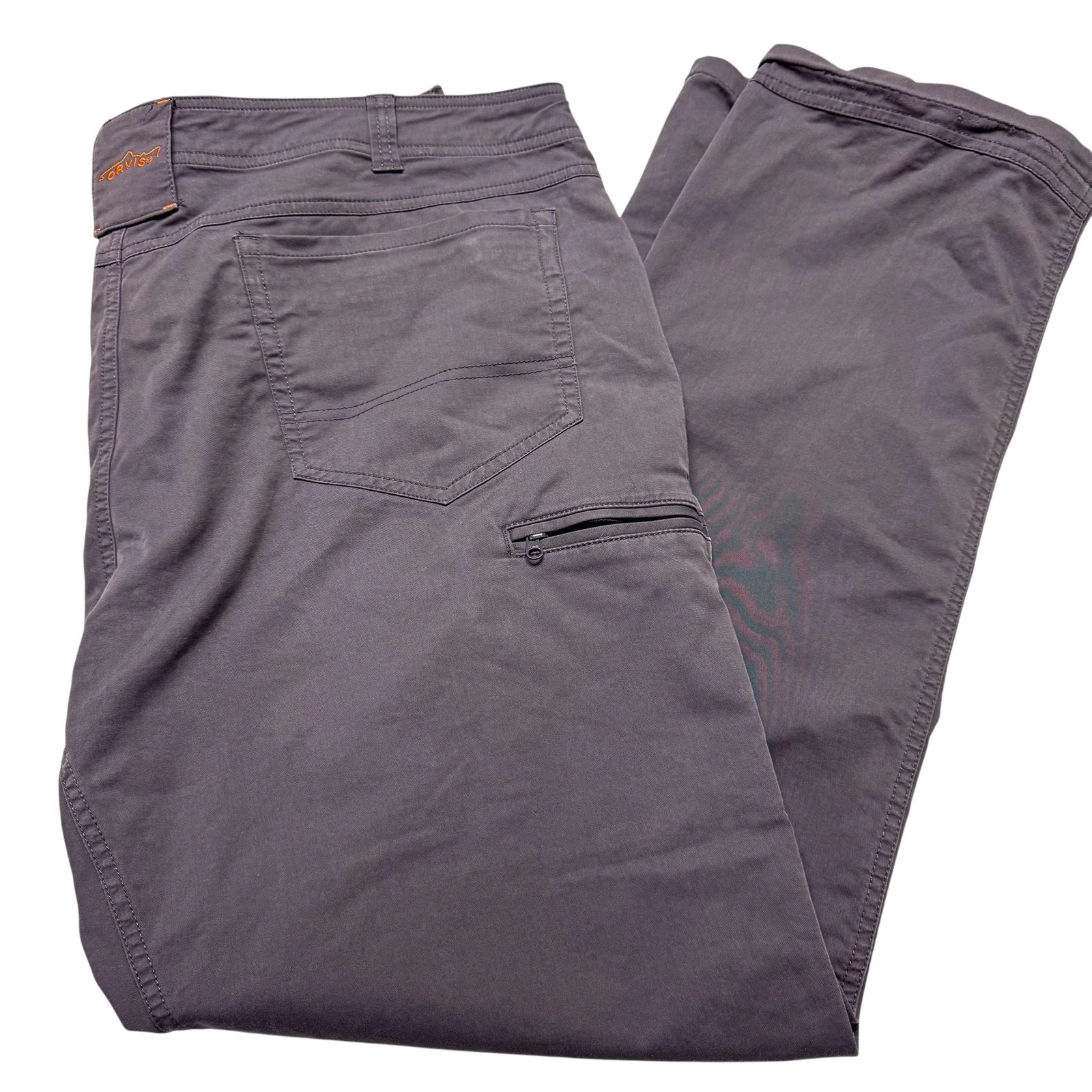 Orvis Outdoor Pants Mens 38x32 Gray Stretch Chino Travel Casual Hiking Pocket