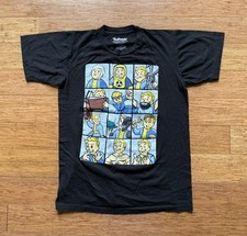 2016 Bethesda Fallout Vault Boy Shirt Size XS Black Solid Short Sleeve