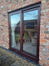 Upvc sliding door patio slider external Brown double glaze exterior Rosewood