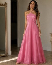 Vintage Prom Dress Size 3/4 Maxi Gown Fairy 90s Y2K Babydoll Pink Glitter Ombre
