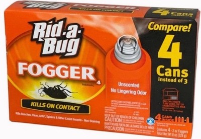 Rid-A-Bug Indoor Insect Killing Fogger Unscented Kills On Contact 4-2oz Cans