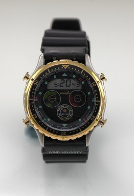 Wrangler Watch Men Silver Gold Stainless WR 100 Rubber Chrono Alarm Date Quartz
