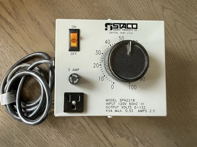 STACO ENERGY VARIABLE TRANSFORMER 3PN221B INPUT 120V 60HZ OUTPUT VOLTS 0-132