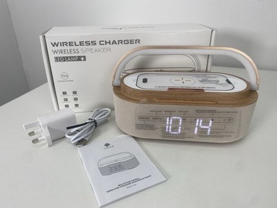 COLSUR Radio Wecker Bluetooth Lautsprecher, 15W Wireless Charger Nachttischlampe