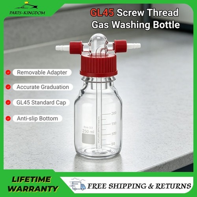 #ad 250ML Lab Gas Washing Bottle Glass Lab Scrubber Buffer Bottle Lab Glassware Kit $26.99