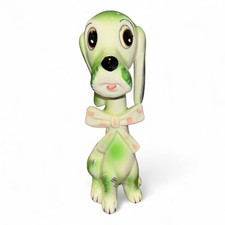I.W. Rice and Co. white and green dog with bow tie figurine 7.5” Tall