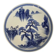 Antique Late 19th C Japanese Meiji Arita Blue & White Charger Landscape 15-1/2”