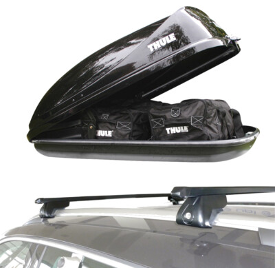 Roof Rack Rail Bars /& Thule Roof Top Box BMW 3 Series Touring Estate 1996-2009