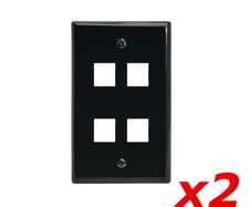 2 Pack Lot - Keystone 4 Hole Port Jack Wall Face Plate Network CAT6 HDMI Black