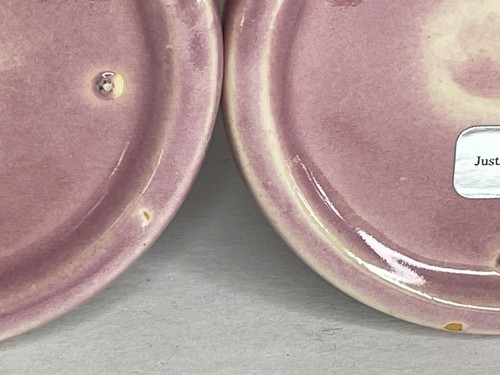 Vintage ROSEVILLE Pottery TUSCANY PINK Set Of 2 Candle Holders - Picture 21 of 24