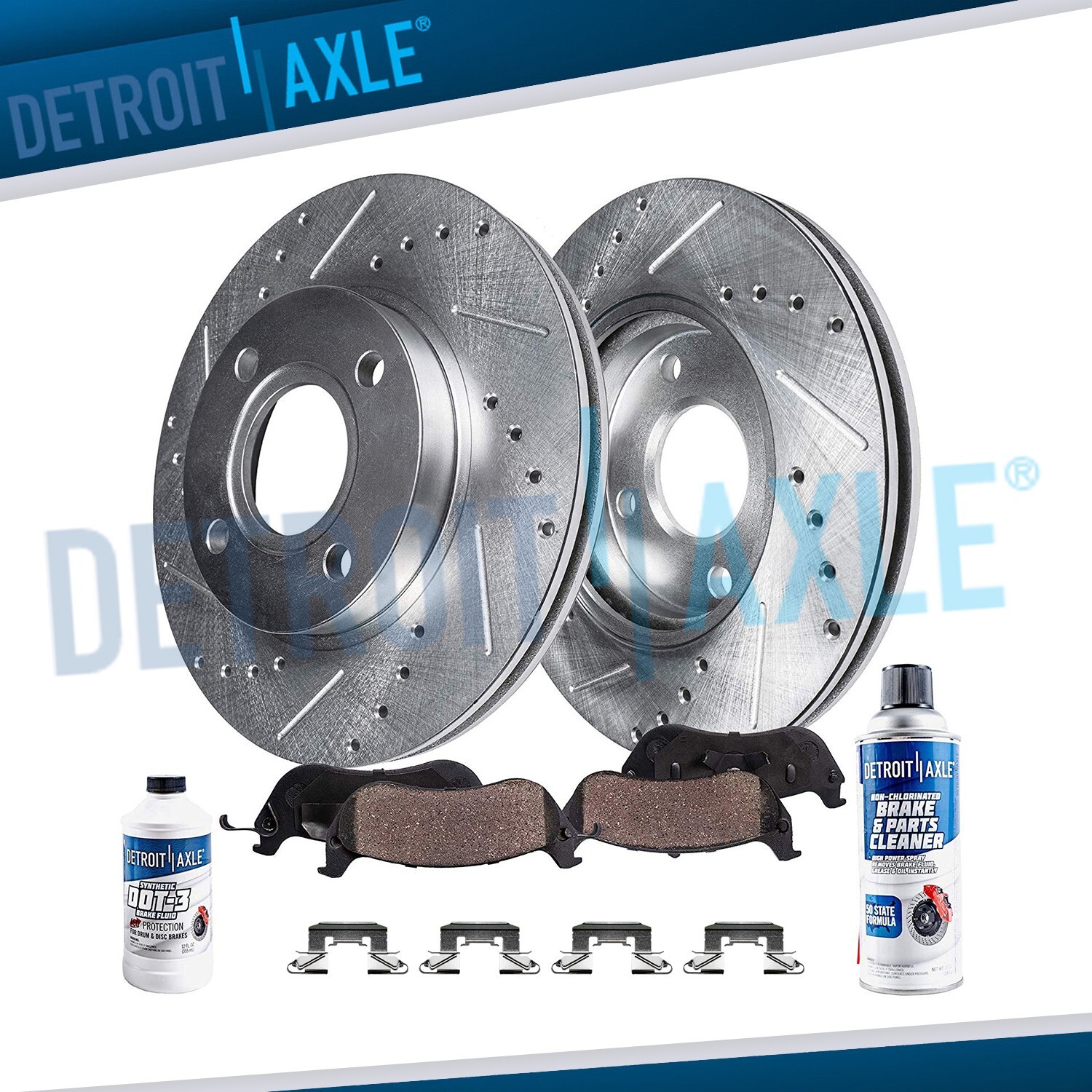258mm Front Drilled Slotted Brake Rotors Brake Pads for 2011 - 2019 Ford Fiesta