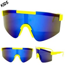 Kids Boys Girls Sports Baseball Cycling Retro Wrap Shield SUN GLASSES Ages 6-12