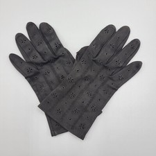 Vintage Black Gloves Cutout Embroidered Floral Detailing Small Size NEEDS REPAIR