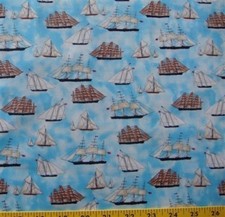 BTY Sailing Curries Sailboat Cotton Fabric By The Yard From Quilting Treasures