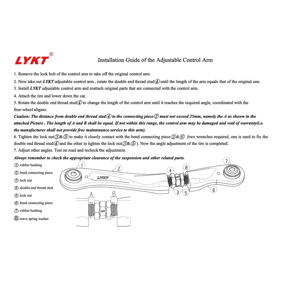 LYKT 2pcs Rear Camber Adjustable Arms for Benz GL、GLE、GLS、ML & Jeep & Dodge - Image 3 of 4