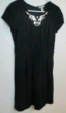 banana republic black rhinestone dress fit and flare women's 6