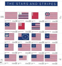 SCOTT 3403 - 33 Cent The Stars and Stripes Souvenir Sheet of 20 MNH CV $29.50