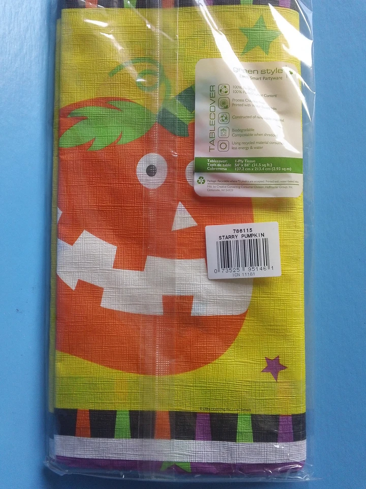 HALLOWEEN PAPER TABLECLOTH STARRY PUMPKIN Party Decoration Multi-Color - Image 2 of 2