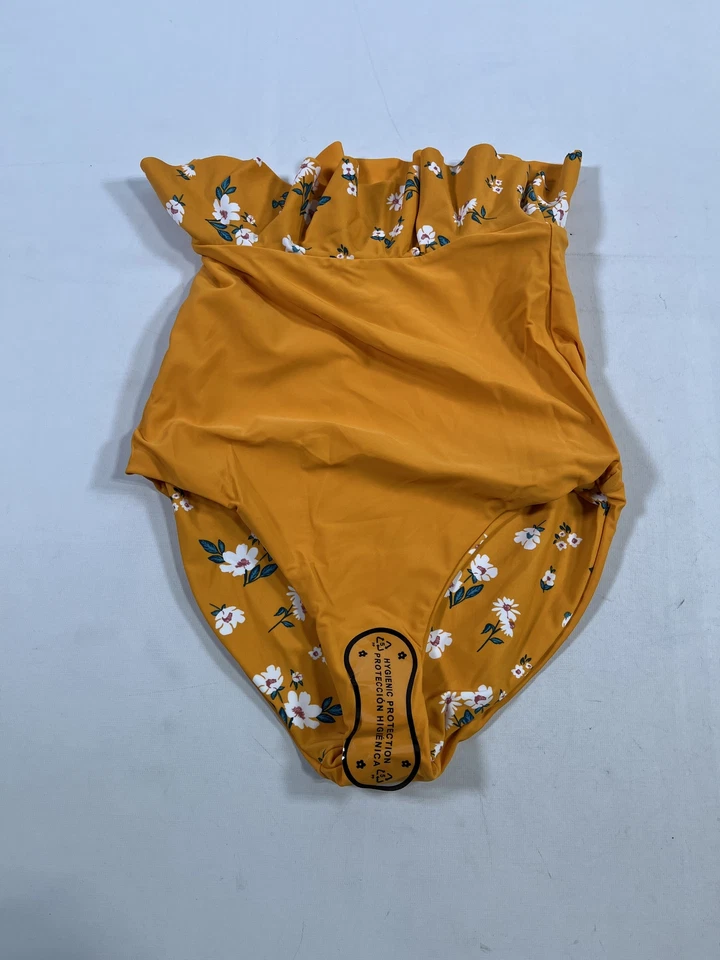 Traje de baño para mujer Coral Reef amarillo con volantes florales parte inferior mediana M NUEVO Foto 4 de 4