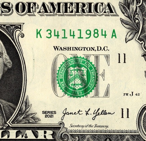 1984 Year Note Fancy Serial Number One Dollar Bill K34141984A UNC
