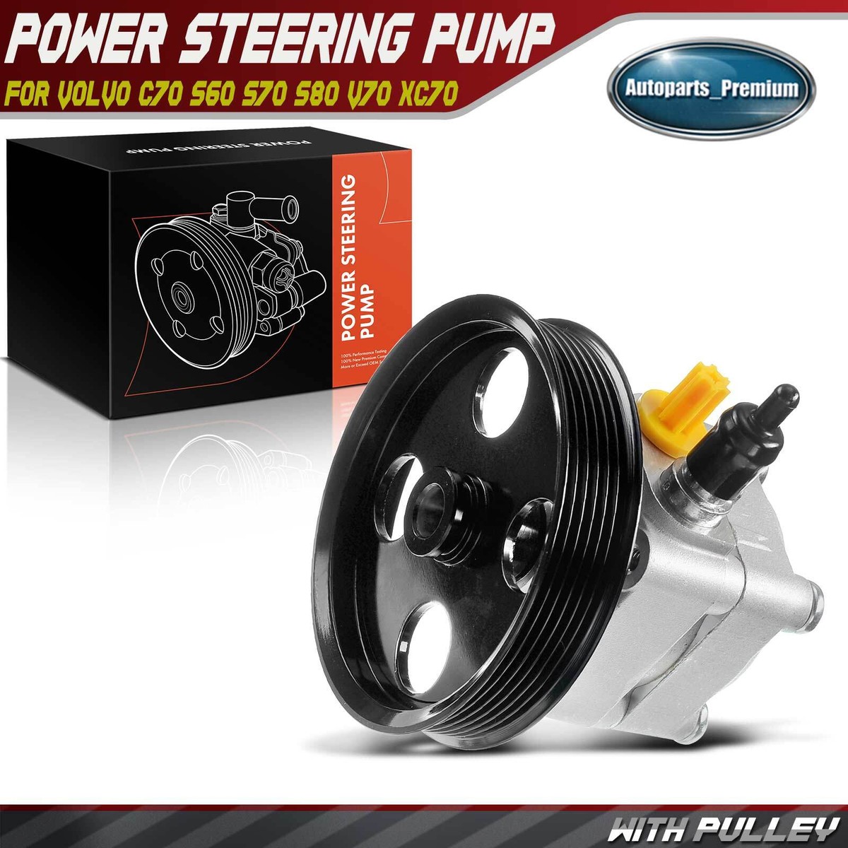 Power Steering Pump w/ Pulley for Volvo C70 S60 S70 S80 V70 XC70