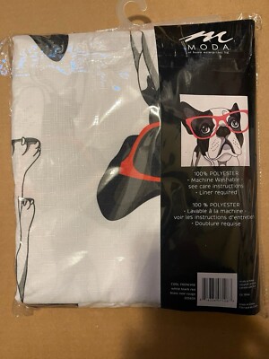 Moda Black White Shower Curtain Boston Terrier Dog French Bulldog for Bathroom