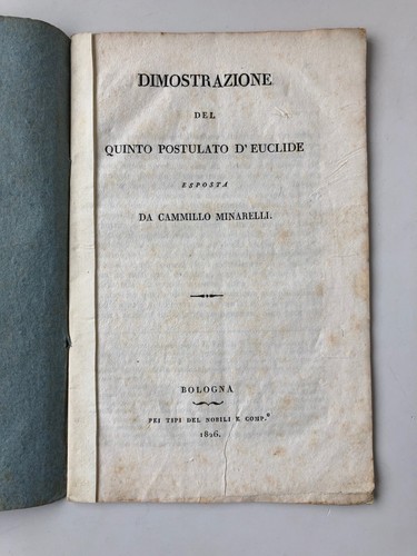 Cammillo Minarelli 1826 Antique Math Treatise Dimostrazione Quinto Postulato - Picture 2 of 4