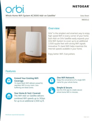 NETGEAR Orbi Satellite RBS50v2 - Usato In Buone Condizioni