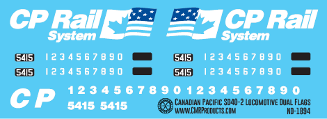 N Scale - Canadian Pacific SD40-2 Dual Flag Locomotive Decal