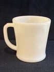Fire King Ivory Shaving Mug D Handle Flat Bottom Block Letter Vintage
