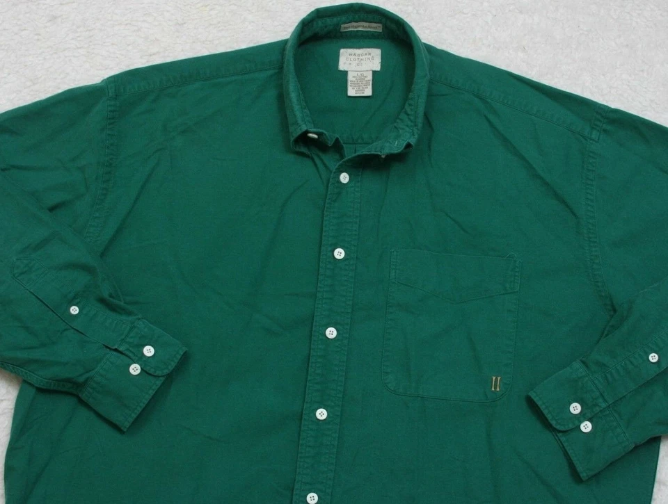 Camisa de vestir verde Haggar Clothing Co. con botones delanteros grandes lisos para hombre 1128 Foto 2 de 4