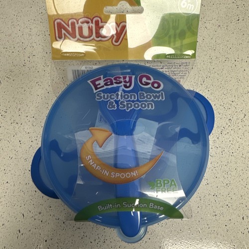 Nuby Bowl Lid Spoon Easy Go Feeding Kit 6+ mo BPA Free Pink Blue Gr New - Picture 13 of 17