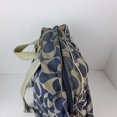 Coach 77171 Signature Blue Denim Silver Backpack Bookbag | eBay