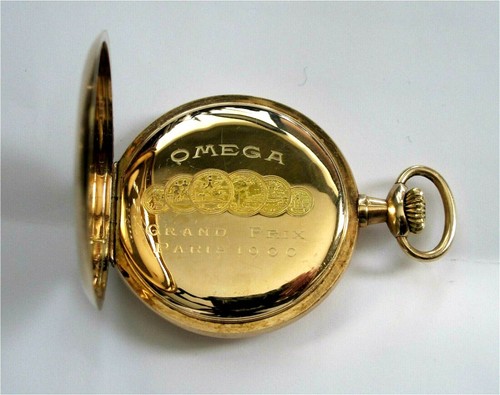 Antique Omega Grand Prix Paris 14K 585 / 56 Gold Pocket Watch WW I Army Working - 第 7/9 張圖片