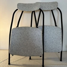 Pair Of Hamilton Cosco Stylaire Folding Chairs Model 90 Black White Mcm  Vintage