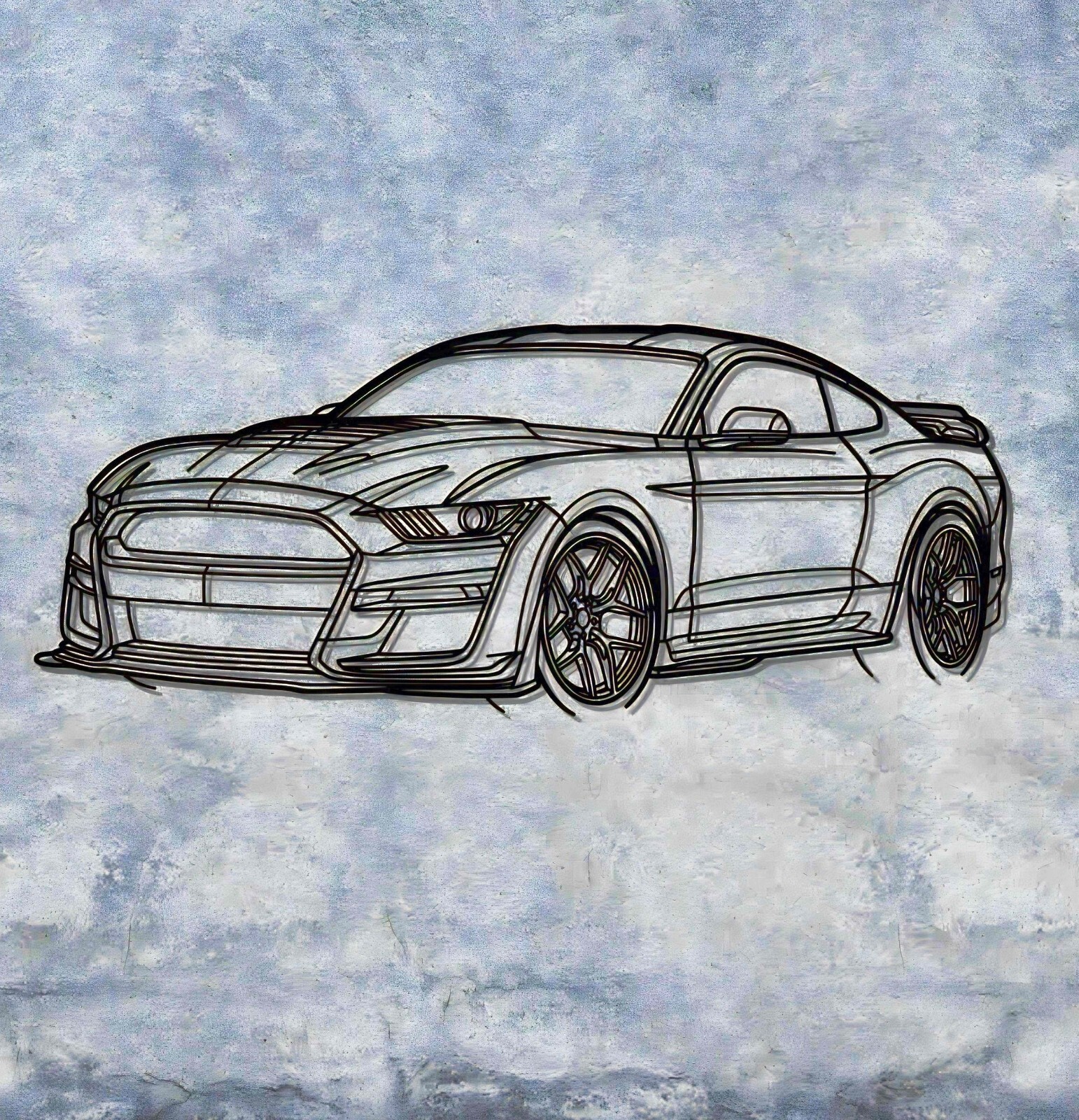 3D Acrylic Metal Wall Art Silhouette of Mustang Shelby GT500 USA Home Decor  